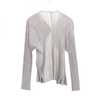 PLEATS PLEASE Pleated Polyester Cardigan Gray Size 3