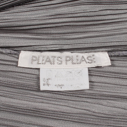 PLEATS PLEASE Pleated Polyester Cardigan Gray Size 3