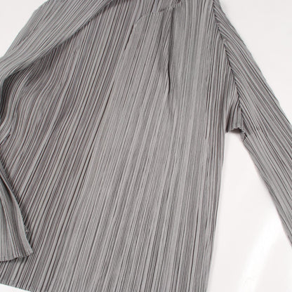 PLEATS PLEASE Pleated Polyester Cardigan Gray Size 3