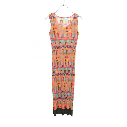 PLEATS PLEASE Pleated Sleeveless Print Dress Size 3