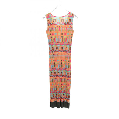 PLEATS PLEASE Pleated Sleeveless Print Dress Size 3