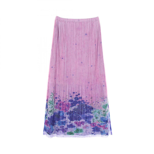 PLEATS PLEASE Pleated Floral Polyester Skirt Size 4