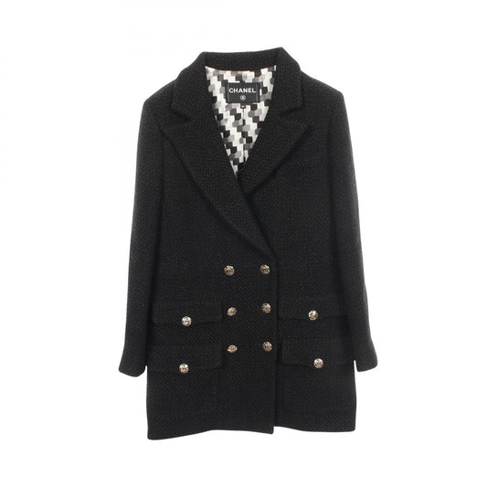 CHANEL Coco Button Double Breasted Blazer Black Size 34