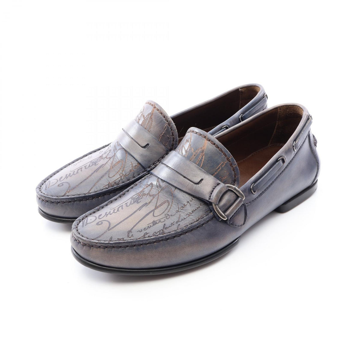 Berluti Antonin Calligraphy Leather Loafers Size 6