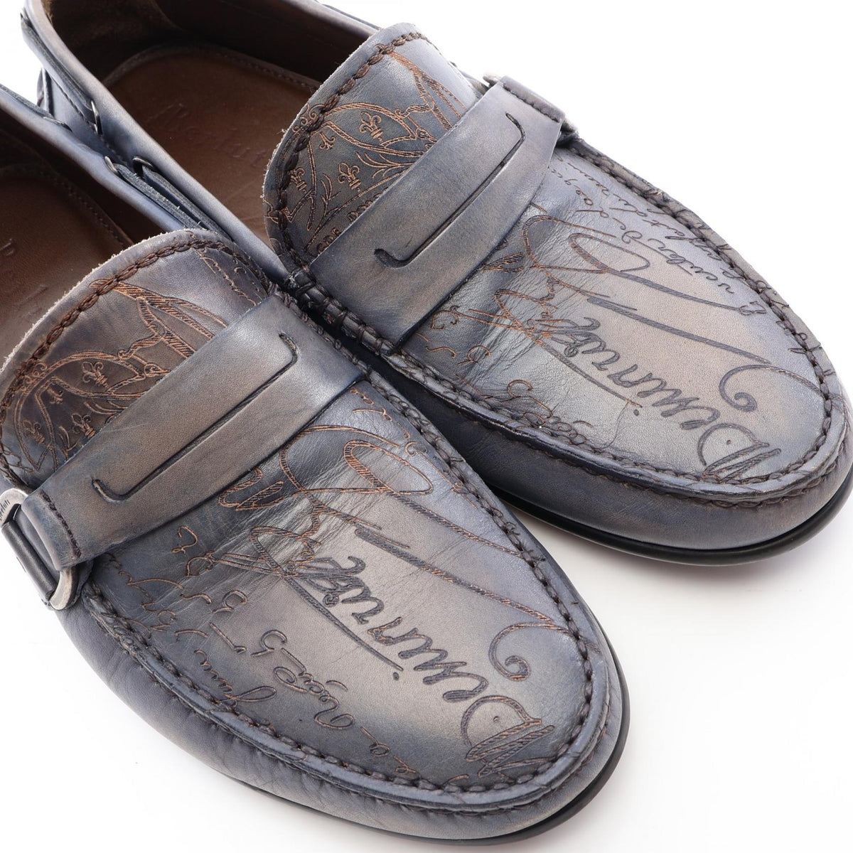 Berluti Antonin Calligraphy Leather Loafers Size 6