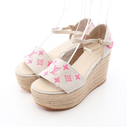 LOUIS VUITTON Monogram Espadrille Wedge Sandals Size 35