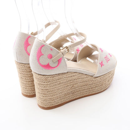 LOUIS VUITTON Monogram Espadrille Wedge Sandals Size 35