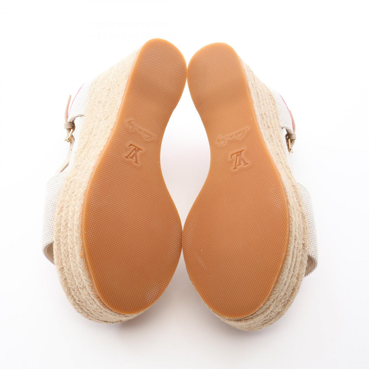 LOUIS VUITTON Monogram Espadrille Wedge Sandals Size 35