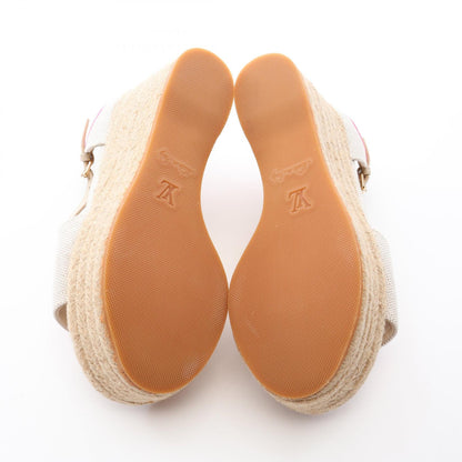 LOUIS VUITTON Monogram Espadrille Wedge Sandals Size 35