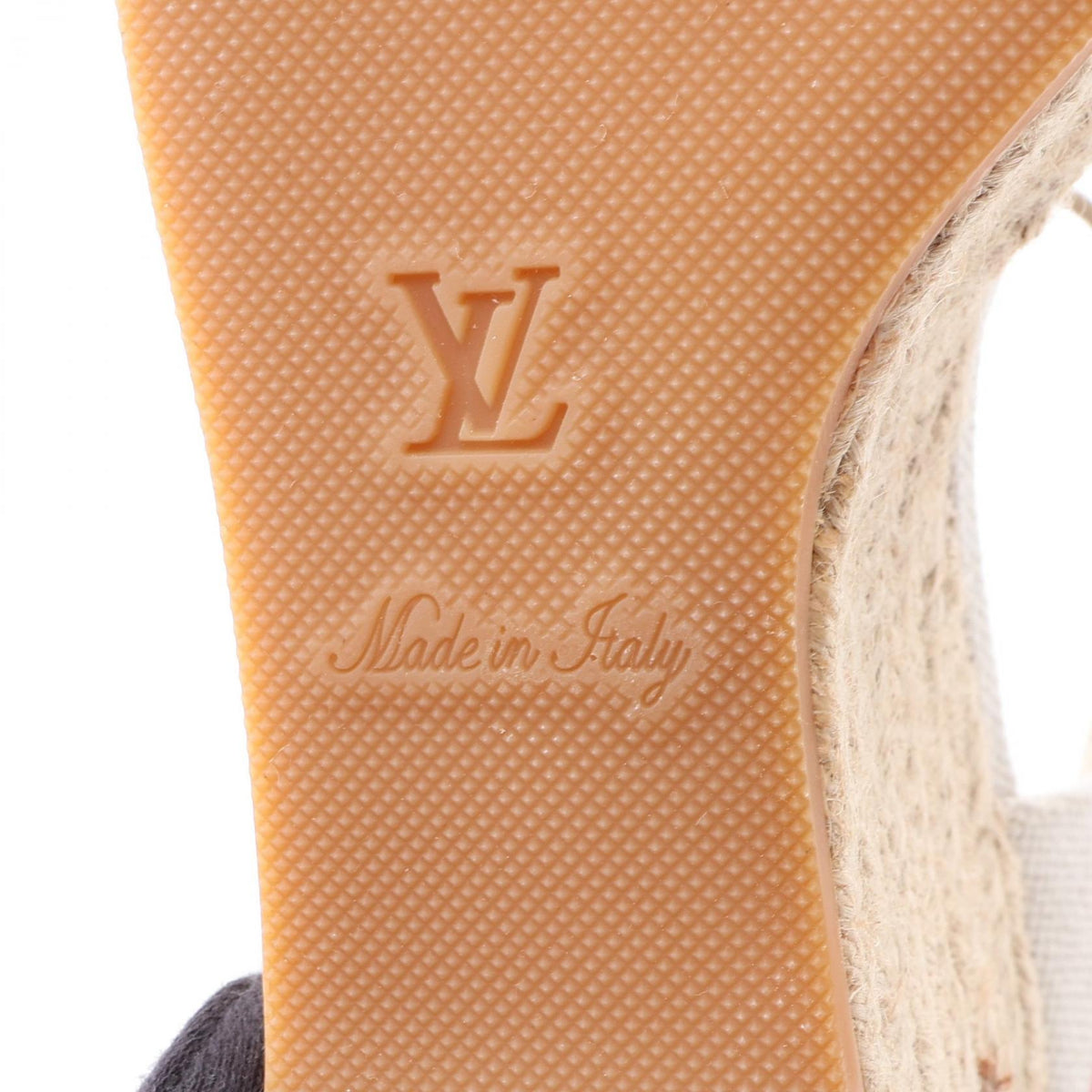 LOUIS VUITTON Monogram Espadrille Wedge Sandals Size 35