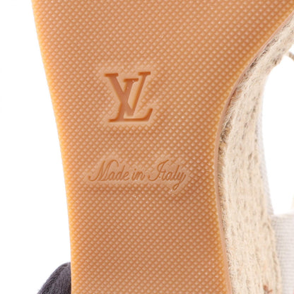 LOUIS VUITTON Monogram Espadrille Wedge Sandals Size 35