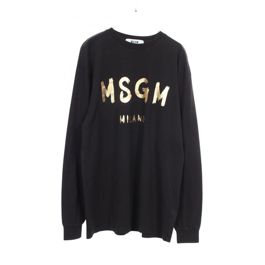 MSGM Logo Print Long Sleeve T-Shirt Black Cotton Size M