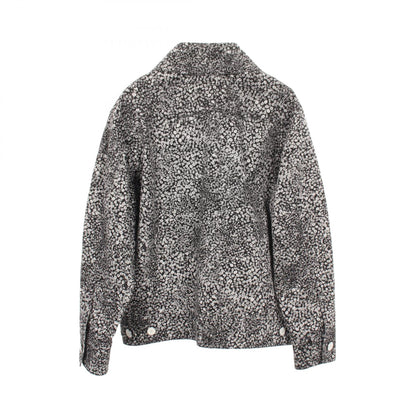 CHANEL Camellia Zip Up Cotton Jacket Black Size 38