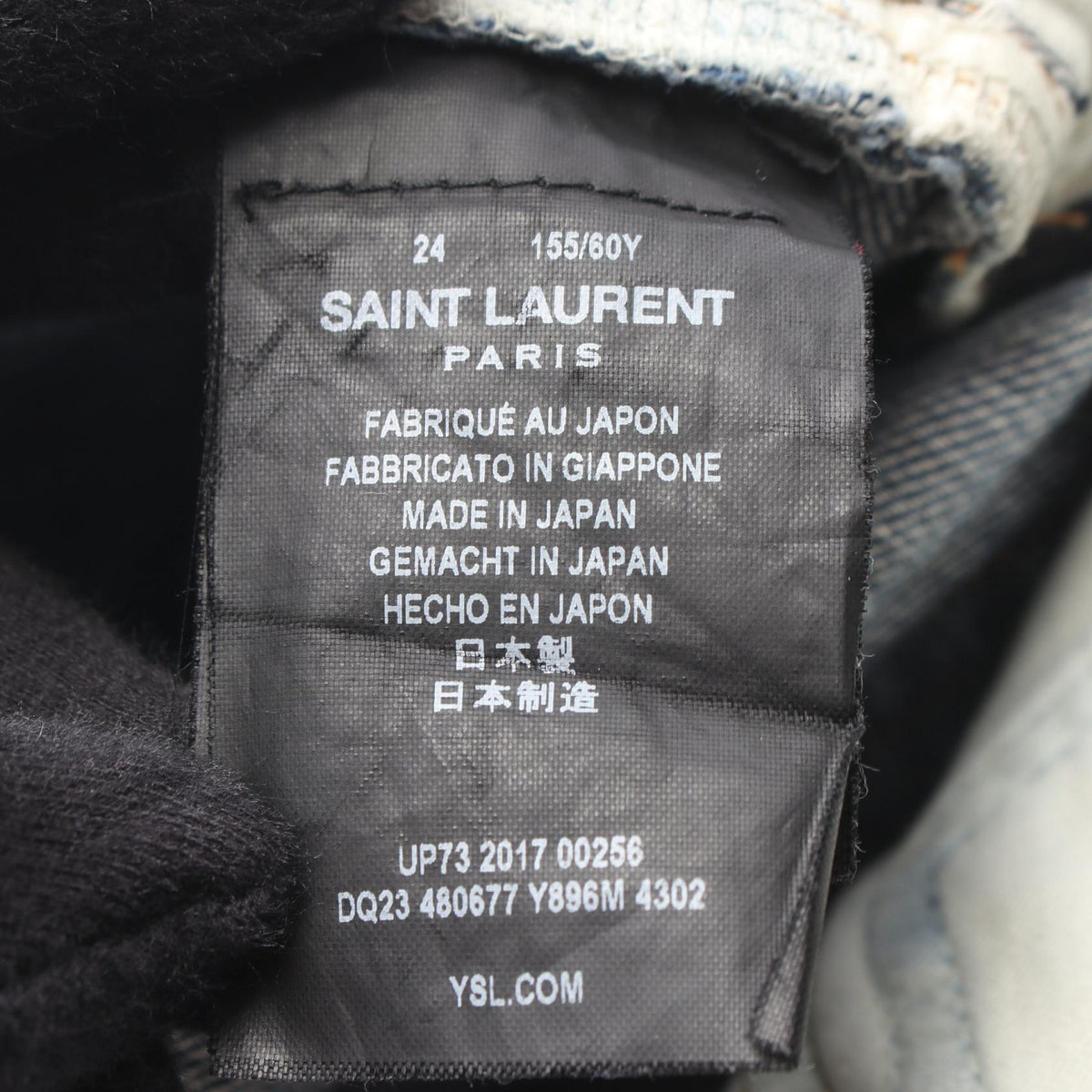 SAINT LAURENT PARIS Distressed Button Fly Jeans Blue Size 24