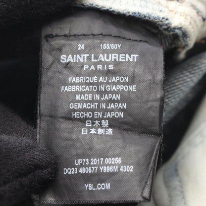 SAINT LAURENT PARIS Distressed Button Fly Jeans Blue Size 24