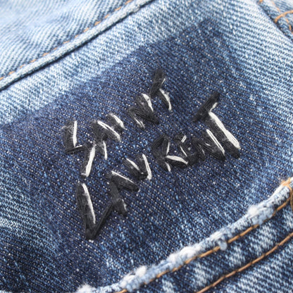 SAINT LAURENT PARIS Distressed Button Fly Jeans Blue Size 24