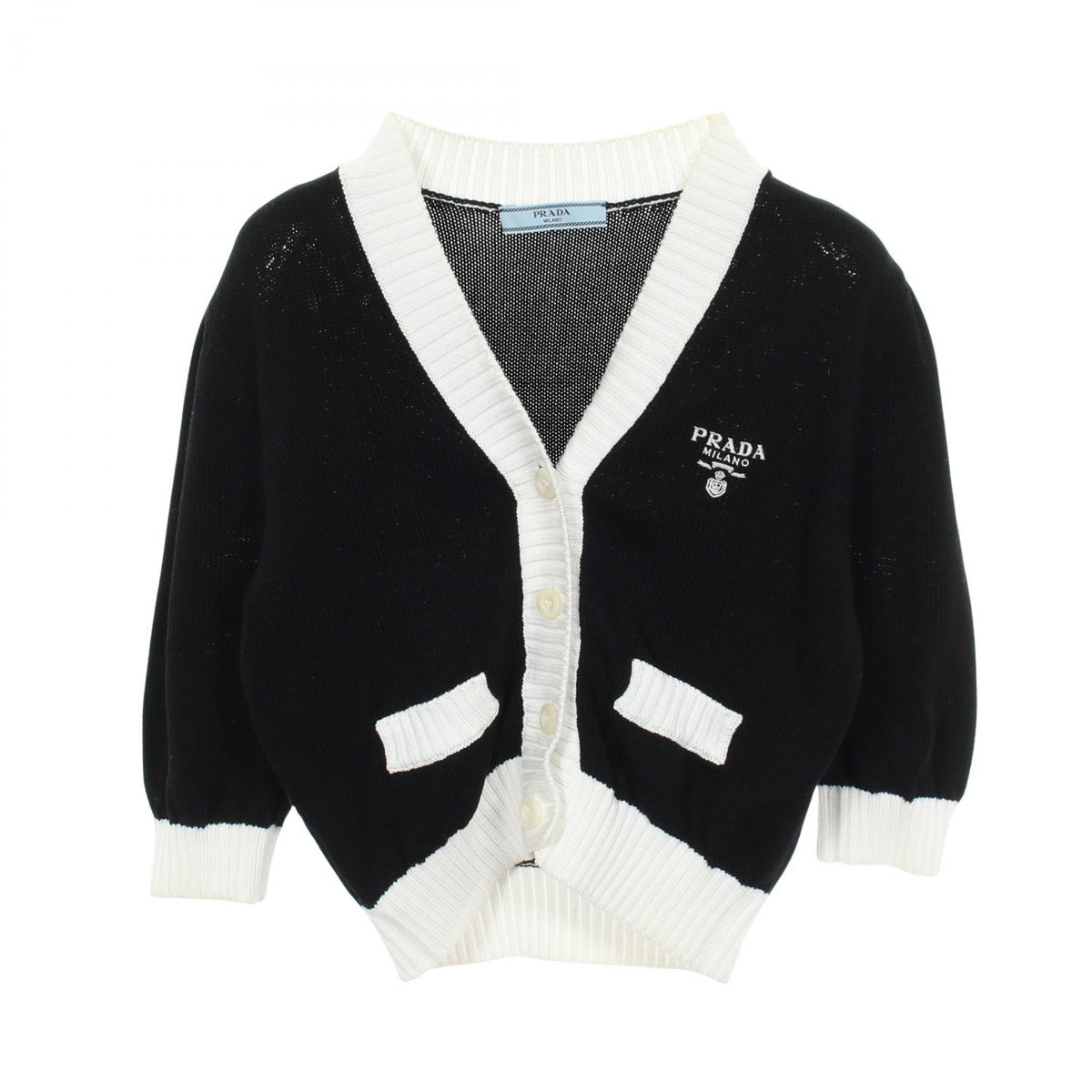 PRADA Logo Embroidered Cropped Cardigan Size 36