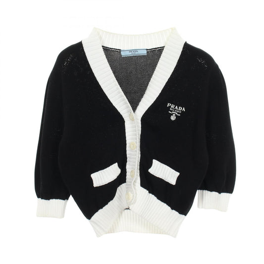 PRADA Logo Embroidered Cropped Cardigan Size 36