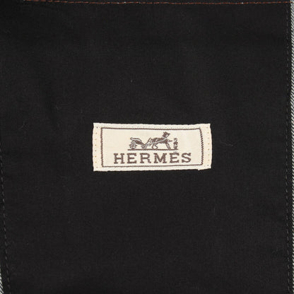 HERMES Sellier Button Lthr Pocket Denim Jacket Navy Size 44