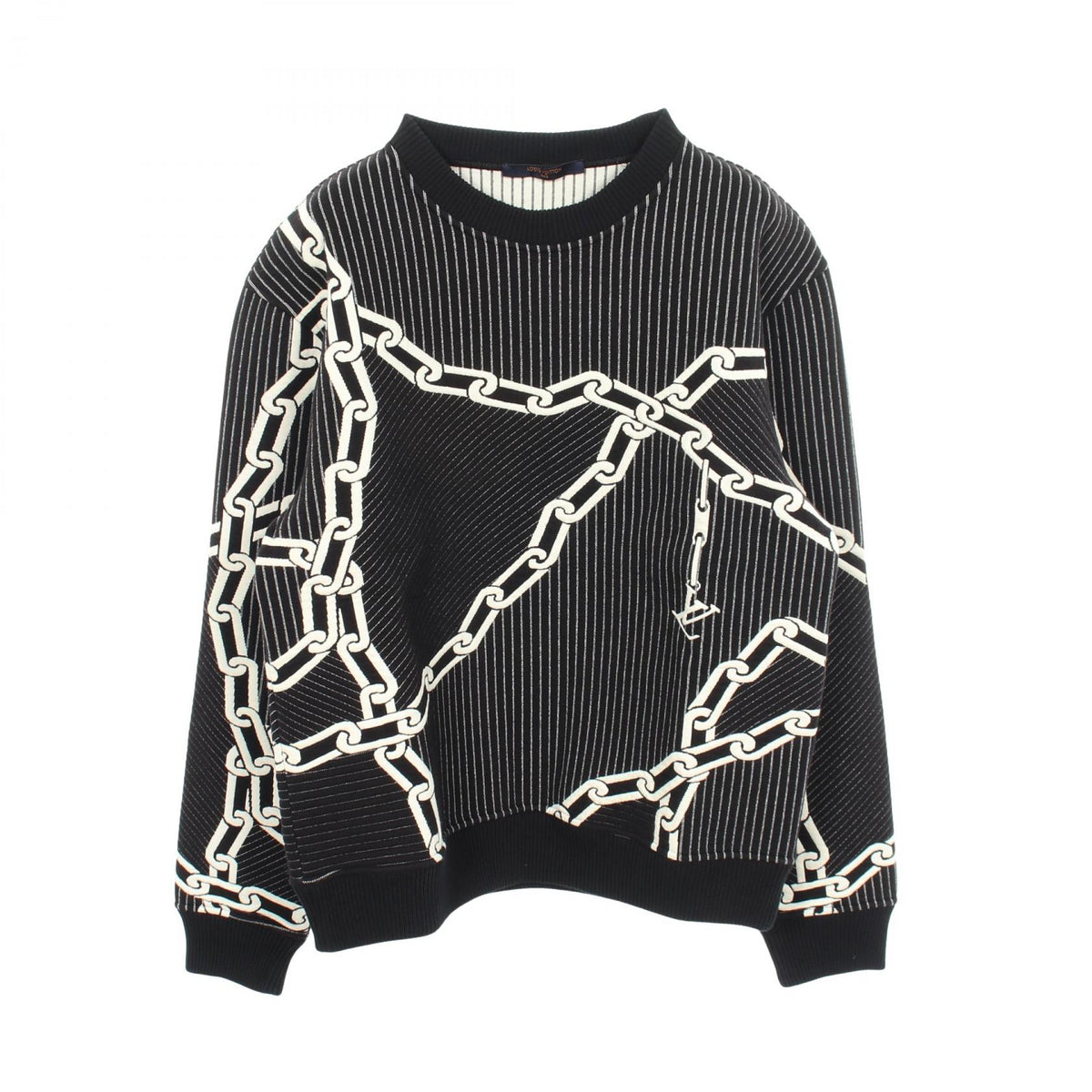 LOUIS VUITTON 3D Chain Stripe Sweatshirt Black Size S