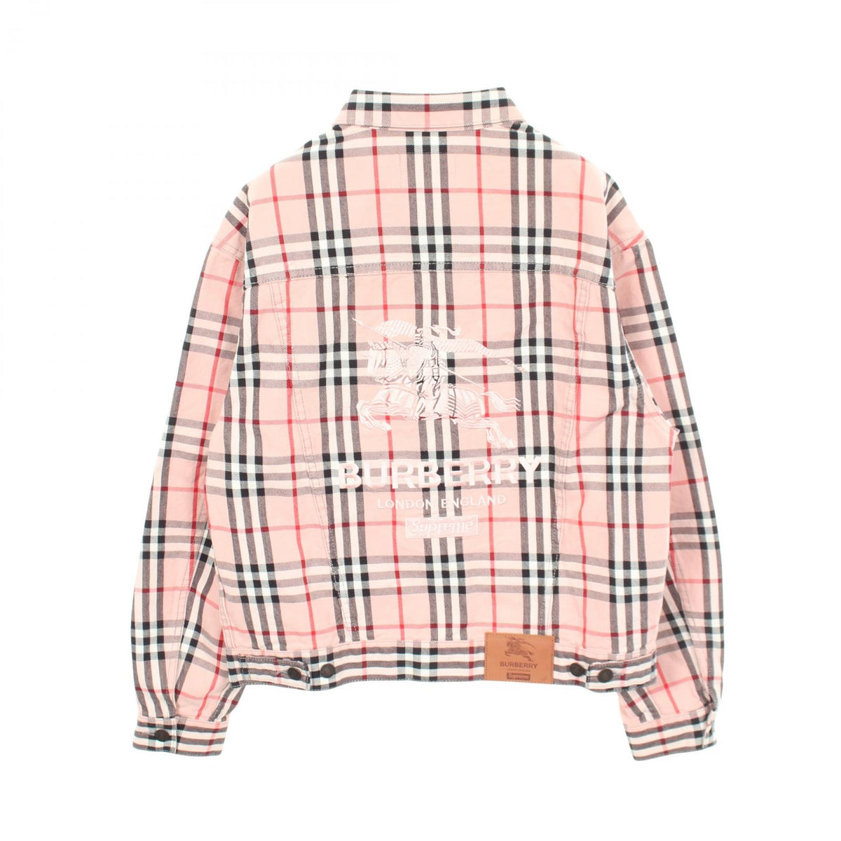 Supreme x Burberry Check Denim Trucker Jacket Pink Size S
