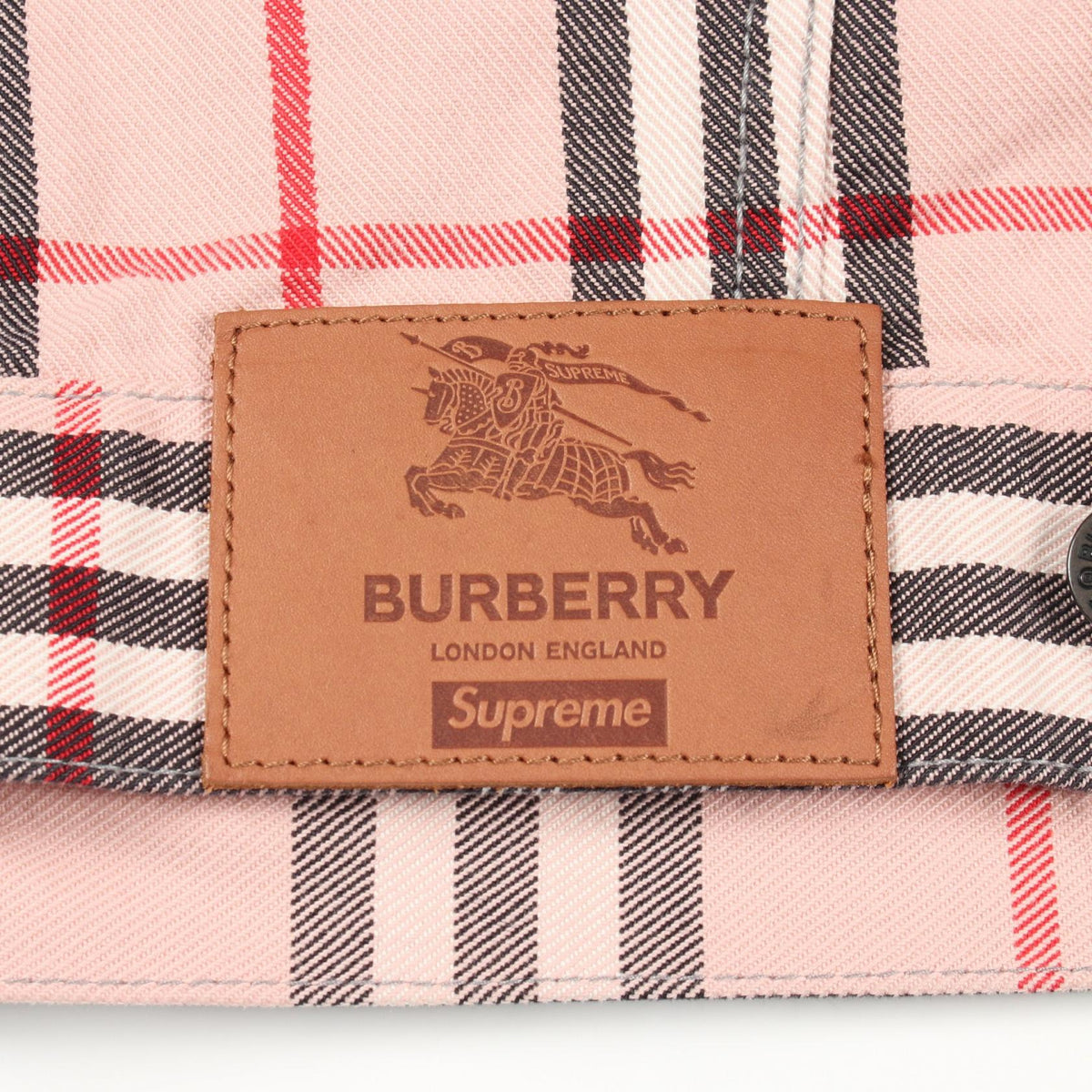 Supreme x Burberry Check Denim Trucker Jacket Pink Size S