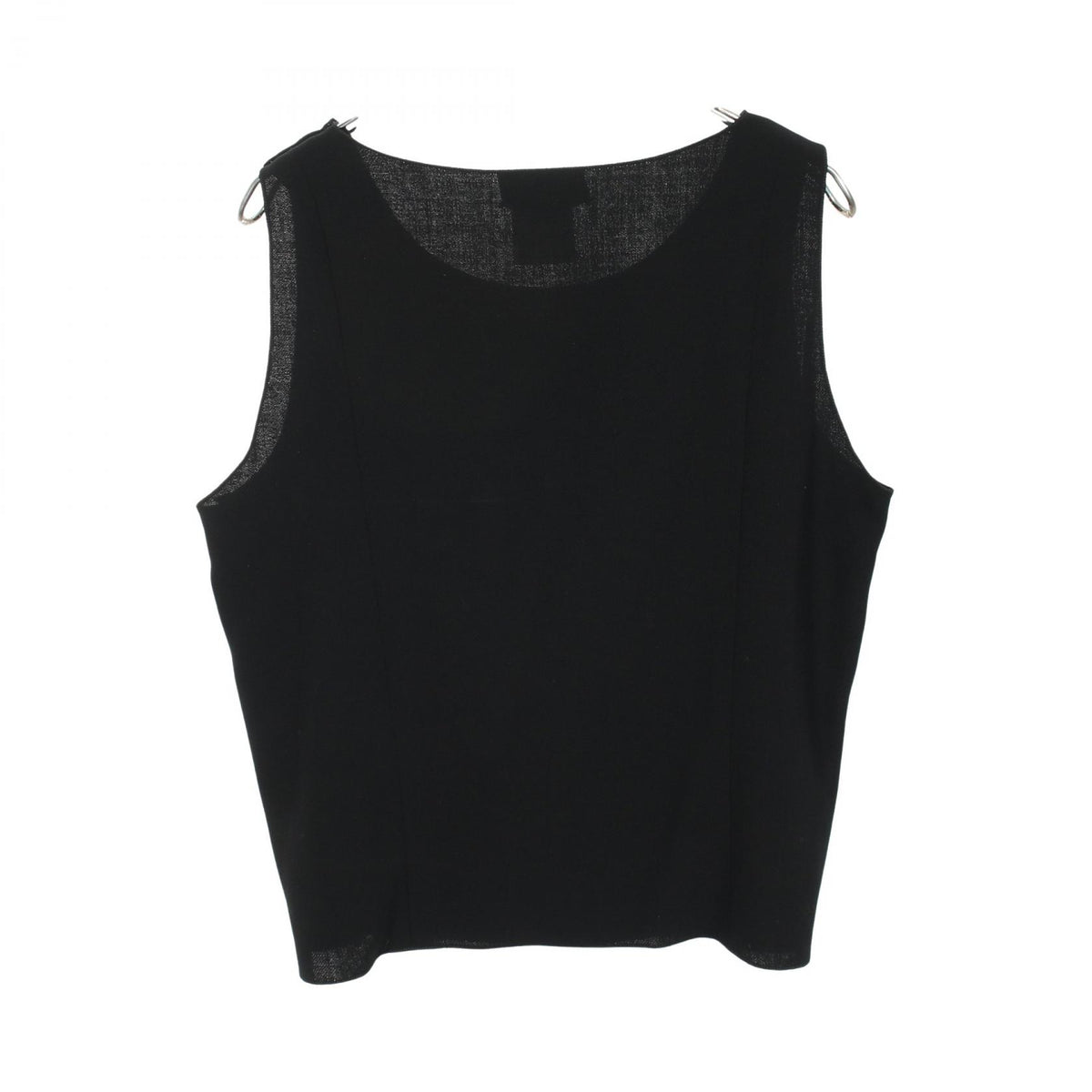 CHANEL Coco Mark Button Wool Tank Top Black Size 42