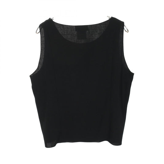 CHANEL Coco Mark Button Wool Tank Top Black Size 42