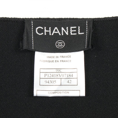 CHANEL Coco Mark Button Wool Tank Top Black Size 42