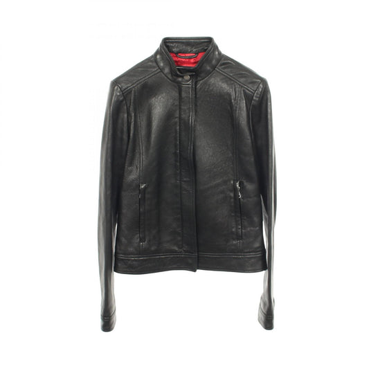 GUCCI Single Leather Jacket Black Size 36