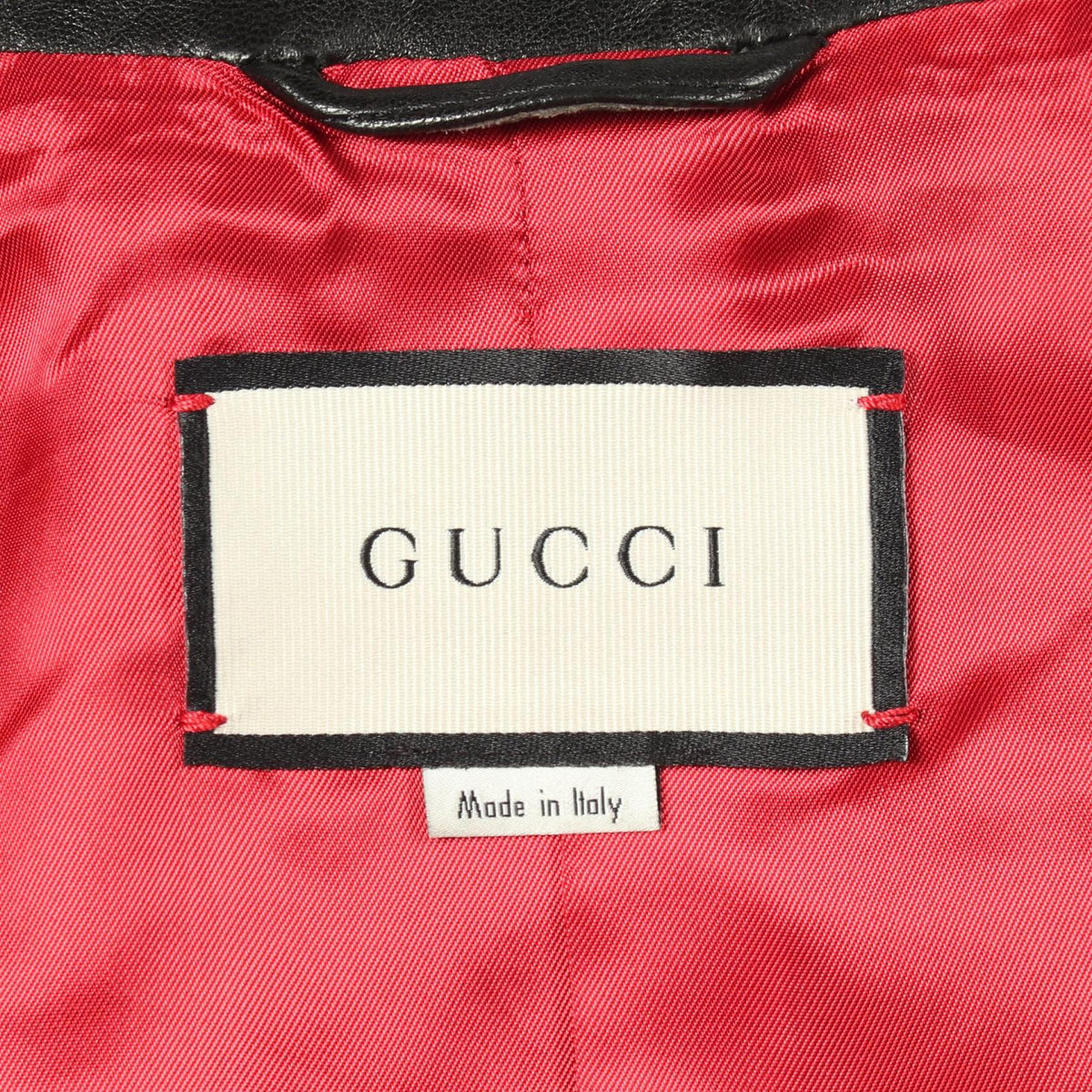 GUCCI Single Leather Jacket Black Size 36