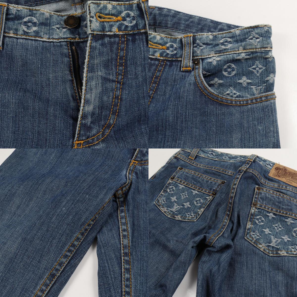 LOUIS VUITTON Monogram Cotton Jeans Blue Size 36