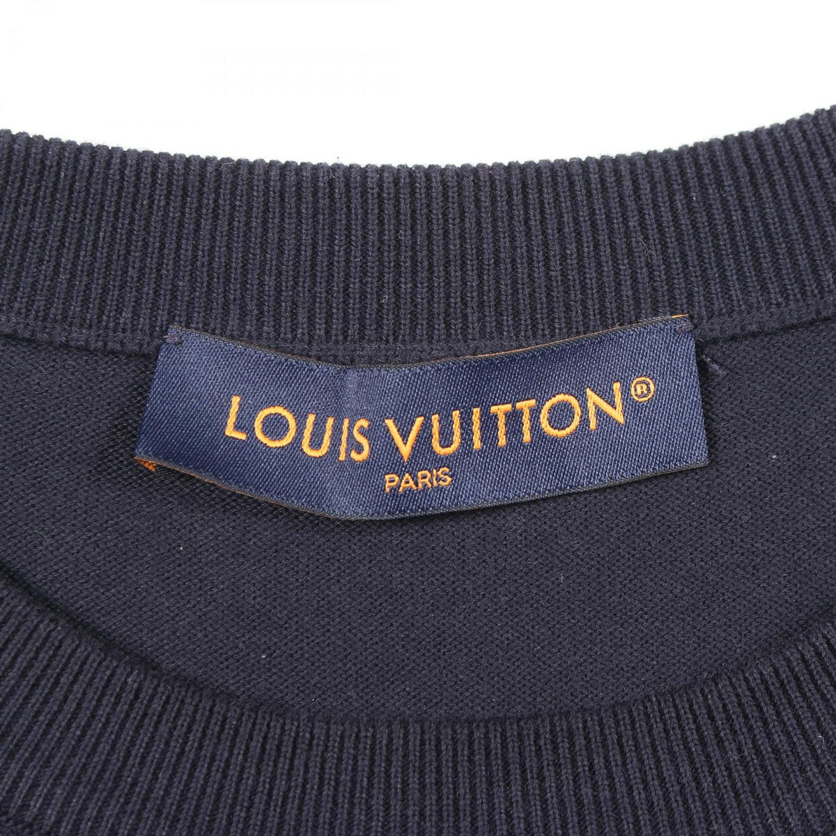 LOUIS VUITTON Sleeve Monogram Short Sleeve Knit Navy Size L