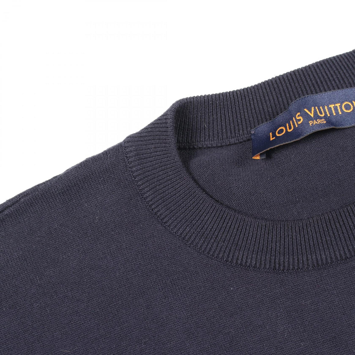 LOUIS VUITTON Sleeve Monogram Short Sleeve Knit Navy Size L