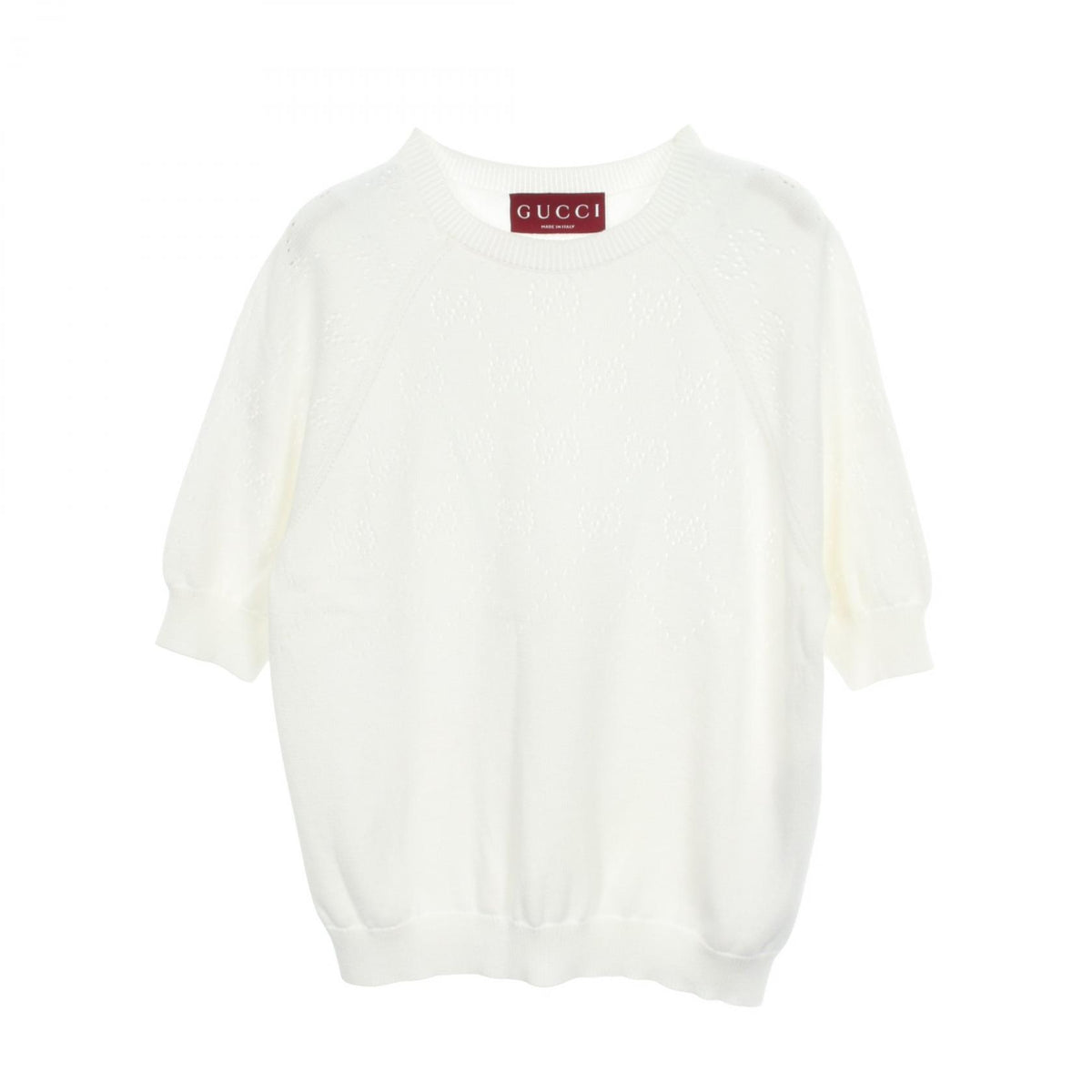 GUCCI GG Cotton Crewneck Short Sleeve Sweater Size S