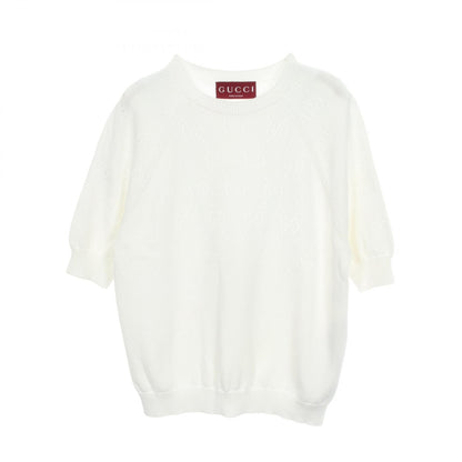 GUCCI GG Cotton Crewneck Short Sleeve Sweater Size S