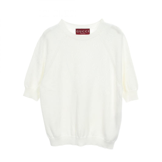 GUCCI GG Cotton Crewneck Short Sleeve Sweater Size S