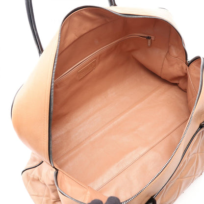 CHANEL Matelasse Caviar Skin Beige Black Boston Bag