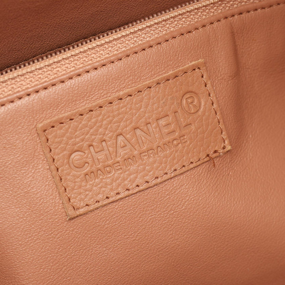 CHANEL Matelasse Caviar Skin Beige Black Boston Bag