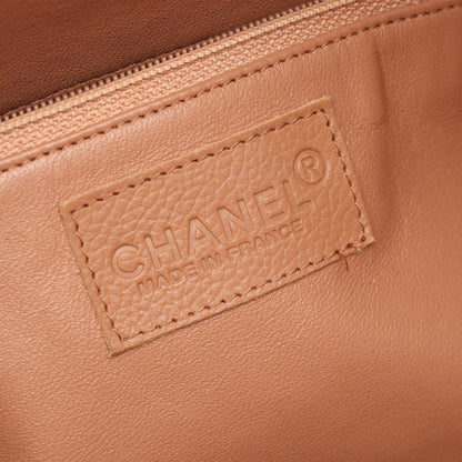 CHANEL Matelasse Caviar Skin Beige Black Boston Bag
