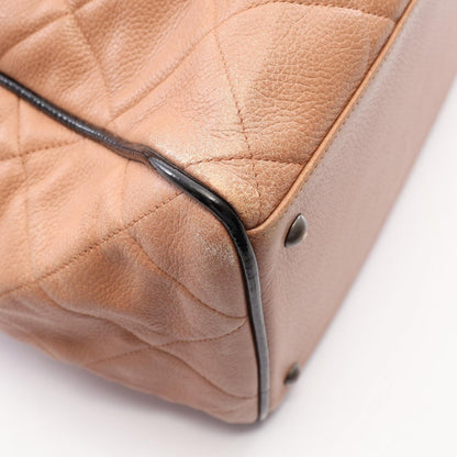 CHANEL Matelasse Caviar Skin Beige Black Boston Bag