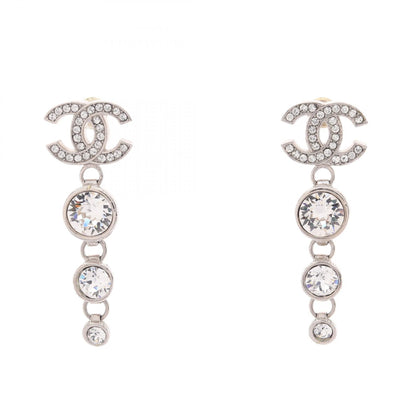 CHANEL B23S Coco Mark Earrings Silver