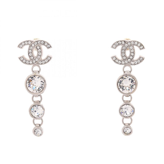 CHANEL B23S Coco Mark Earrings Silver