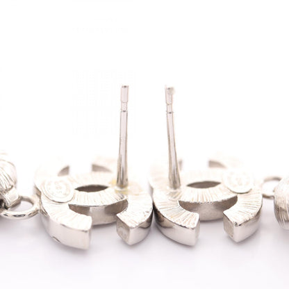 CHANEL B23S Coco Mark Earrings Silver