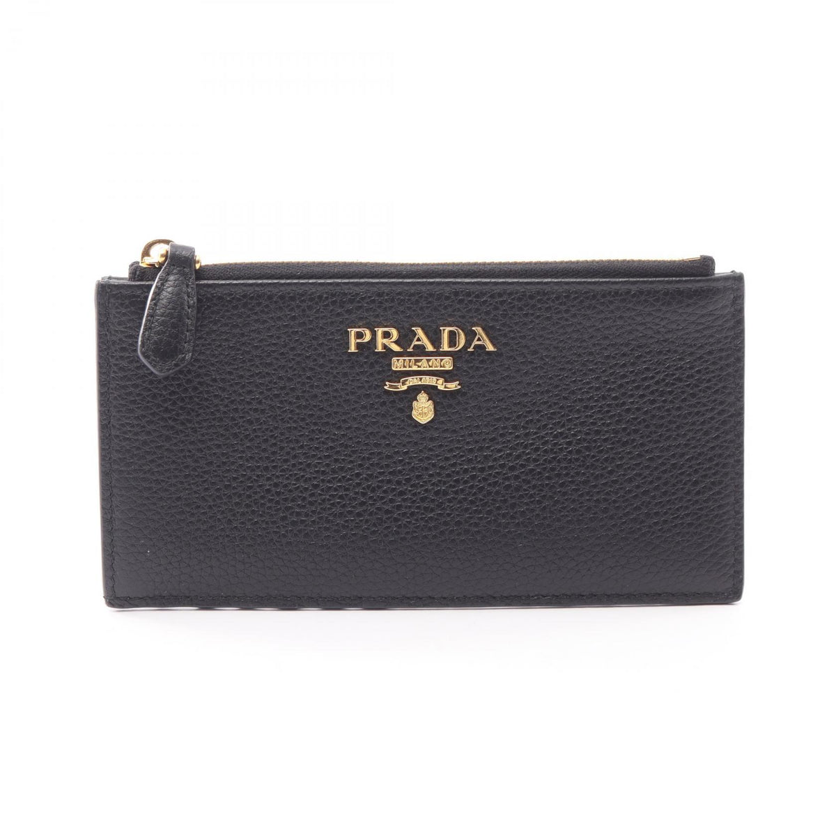 PRADA Leather Card & Coin Case Black