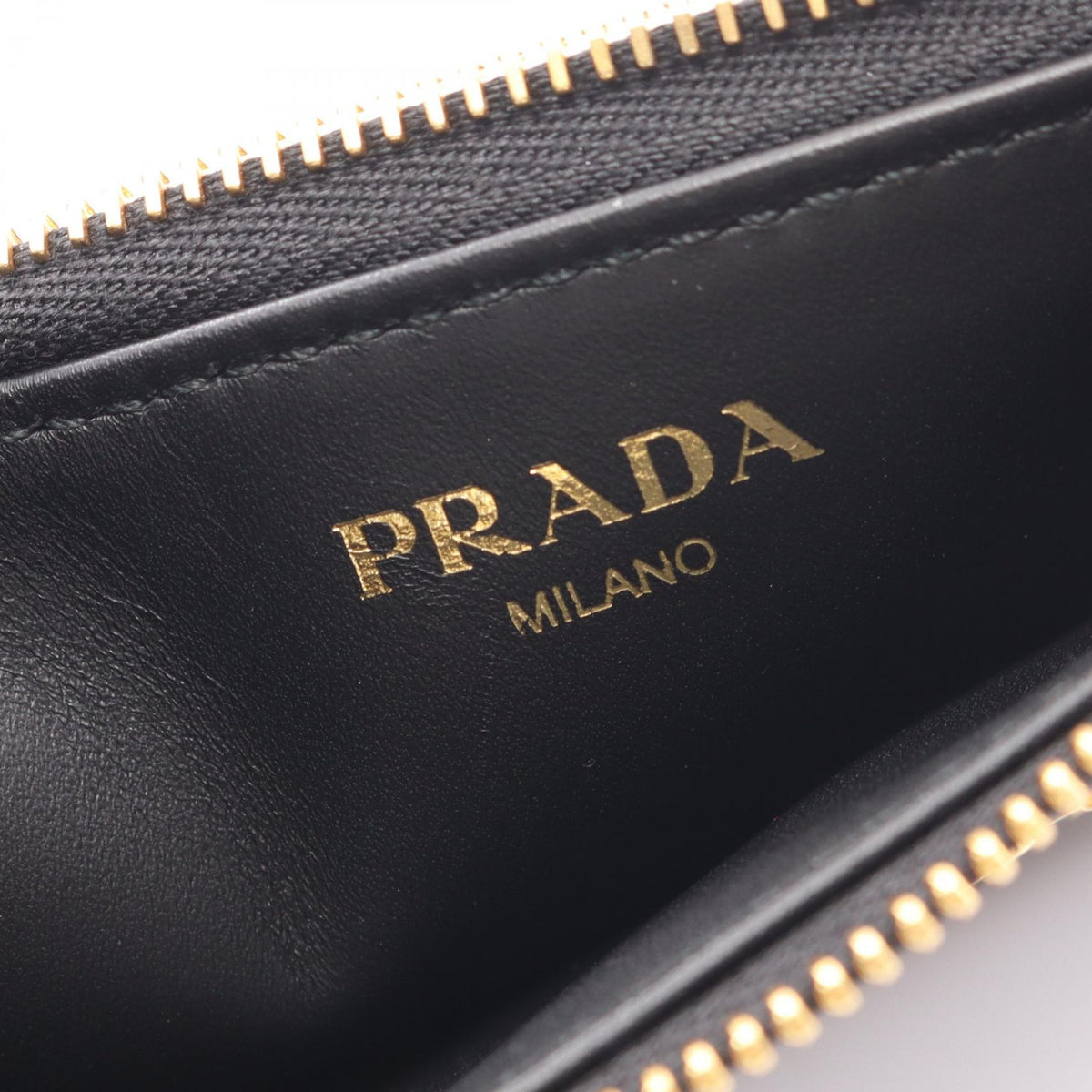 PRADA Leather Card & Coin Case Black