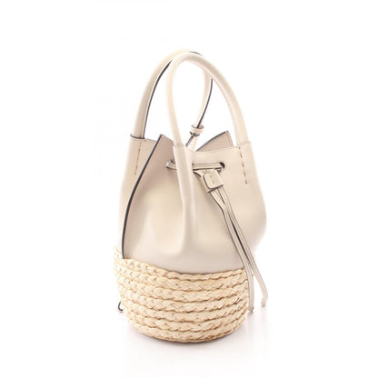 TOD'S T Timeless Leather Straw Bag Gray