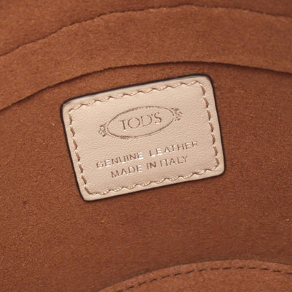 TOD'S T Timeless Leather Straw Bag Gray