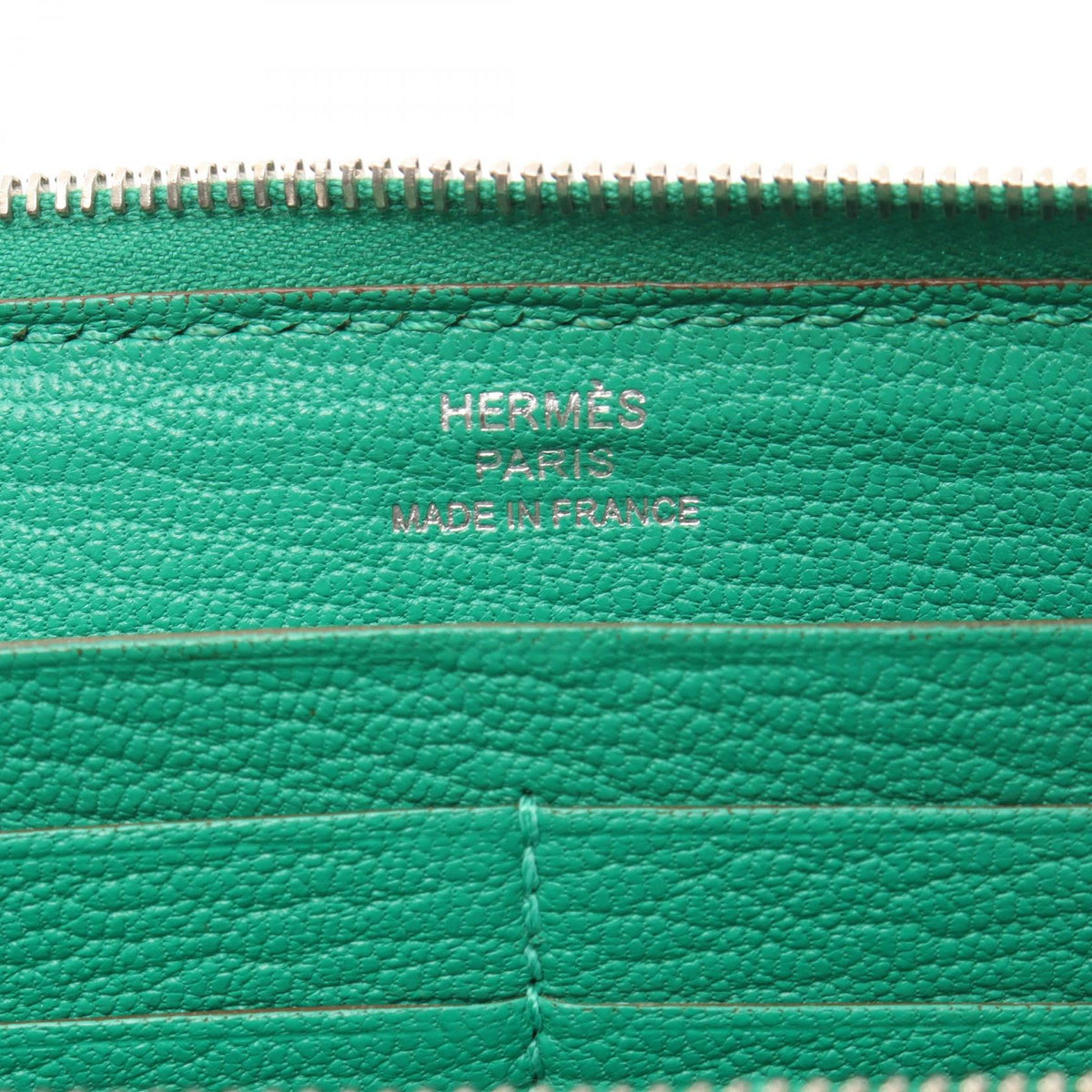 HERMES Azap Long Mint Leather Wallet