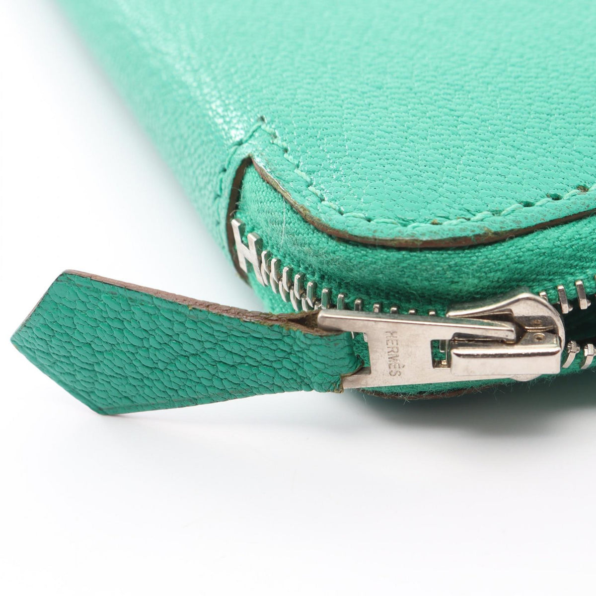 HERMES Azap Long Mint Leather Wallet